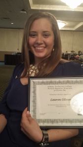 Lauren was nominated for The Volunteer Service Award at her ATC Dental Hygiene Pinning Ceremony